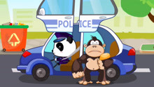 奇奇警察抓小偷，宝宝巴士认识交通工具游戏