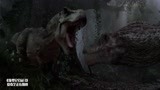 侏罗纪公园：双龙之战！霸王龙竟被凶猛棘龙，活生生给扭断脖子！