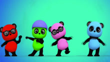 Five little pandas jumping