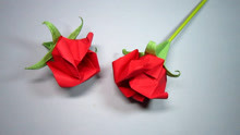 一张纸折出美丽的玫瑰花托