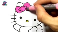 儿童水彩笔涂色，给HelloKitty凯蒂猫涂色