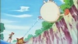 喵喵抢月亮石被小霞打败 被水灌成气球了
