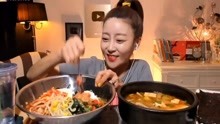  韩国美女吃货吃了一盘辣椒拌泡茶，大呼过瘾