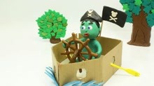 彩虹卡通：汤米做了一艘海盗船，好酷啊!
