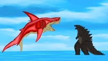 恐龙世界 哥斯拉在水里被变异鲨鱼怪偷袭了！真的是自寻死路！