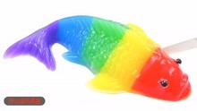 儿童趣味玩具 恐龙机甲和果冻布丁制作彩虹鱼