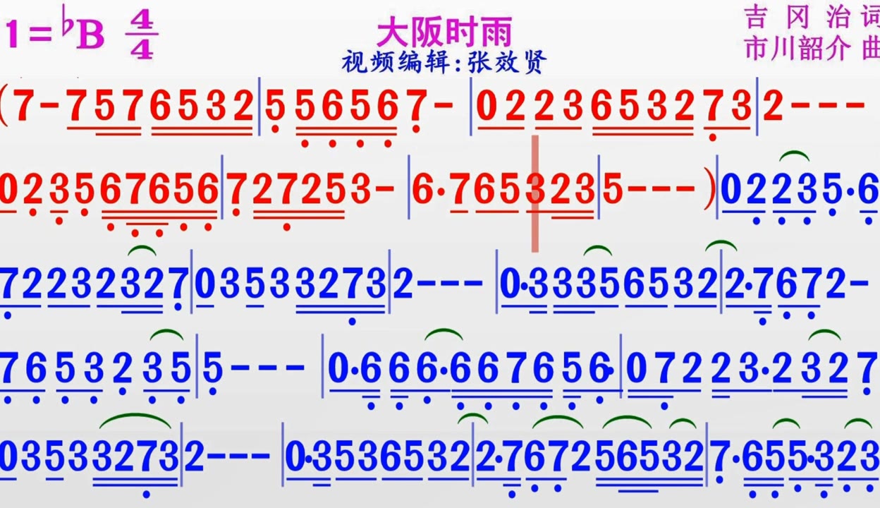 大阪时雨中文简谱图片