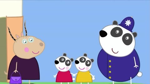小猪佩奇:幼儿园来了新同学,是熊猫双胞胎,两人的梦想是当侦探