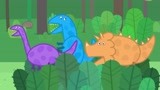 小猪佩奇：恐龙乐园好神奇，佩奇们跟着脚印，寻找巨型恐龙