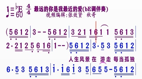 同步動態伴奏簡譜視頻合集 動態伴奏be調《最遠的你是我最近的愛》