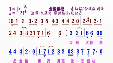 《金梭銀梭》動態簡譜朱篷博