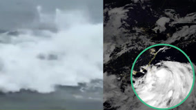 太空鸟瞰超强台风格美：风圈覆盖整个台湾岛 岛内现大浪强降水